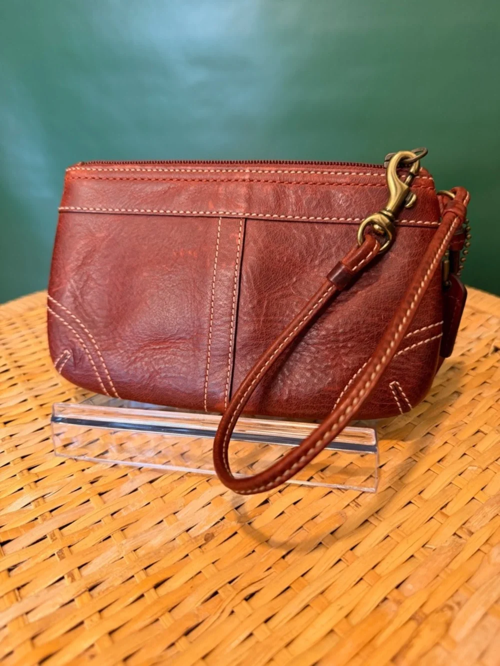 Vintage Coach Corner Zip Wristlet with Lace Detail